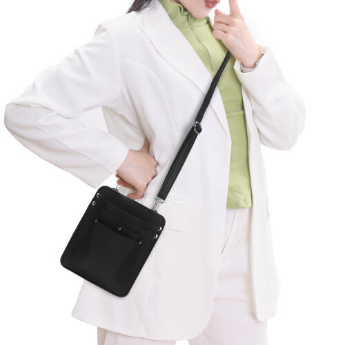 Borsa Da Fiorista Nera in Pelle Con Tracolla E Organizer 2