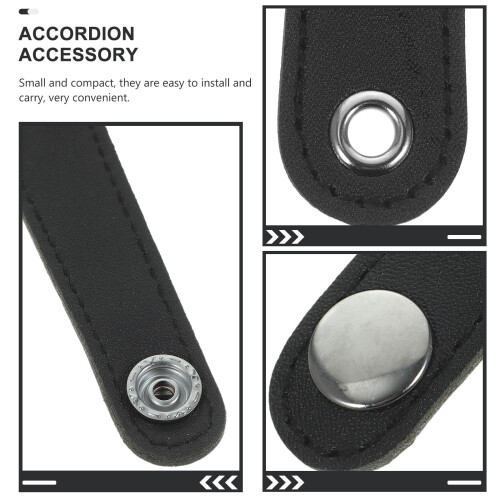 1Ensemble Sangles Noires En Cuir Pour Fixation D'accordéon 2