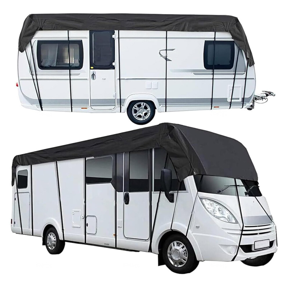 210D Oxford Rv Roof Cover Waterproof Uv Resistant Camper Roof Protection 11M X 3M Black 9330225117803