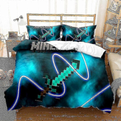 (228*228three-piecesuit, E) Minecraft Series Three-piece Duvet Cover Sanded Two-piece Set_h - Ri