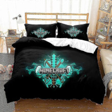 (150*200two-piecesuit, D) Minecraft Series Three-piece Duvet Cover Sanded Two-piece Set_h - Ri