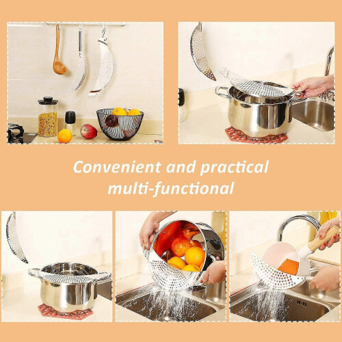 Stainless Steel Strainer Pasta Drainer Pasta Strainer Tool Inline Handle Pot Strainer - DD01 2