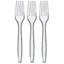 100 Pcs Clear Plastic Forks Strong Heavy Duty Reusable - PJ