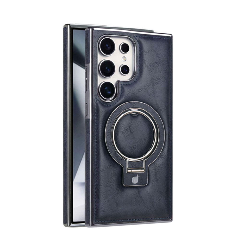 Leather Magnetic Kickstand ShockâResistant Slim Matte Protective Cover For Samsung Galaxy S25 Ultra Blue 9771547652977