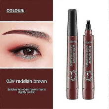 (03 Reddish Brown) Suake 4-head Eyebrow Pencil Micro-carving Liquid Eyebrow Pen Celebrity Eye Cosmetics Lasting Waterproof Make-up For Women