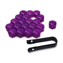 (21mm, Purple 20 pcs and 1 black clip) 19mm Plastic Wheel Lug Nut Covers 20Pcs Tire Cap Set for Car Rims