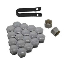 (19MM, Gray 20 pcs and 1 black clip) 19mm Plastic Wheel Lug Nut Covers 20Pcs Tire Cap Set for Car Rims