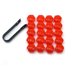 (21mm, Red 20 pcs and 1 black clip) 19mm Plastic Wheel Lug Nut Covers 20Pcs Tire Cap Set for Car Rims