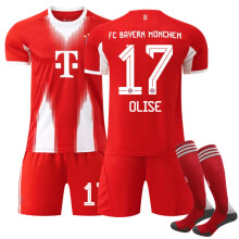 (red, 26) (#17 OLISE) 25-26 Bayern Munich home Football Jersey for Kids and Adults