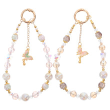 2Pcs Anti-Lost Butterfly Phone Chain with Crystal Beaded Wrist Strap