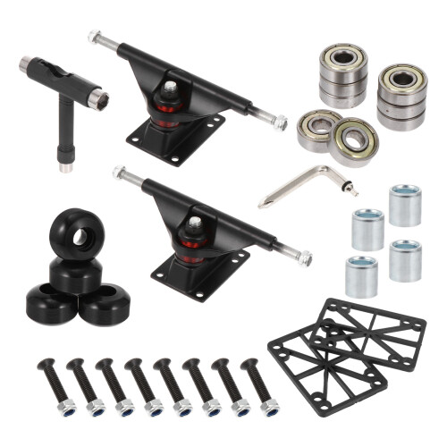 1Ensemble Ensemble Roulements Roues Pont Skateboard Aluminium Noir Durable
