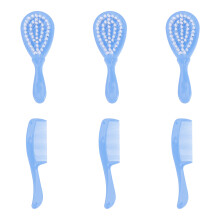 3Sets Baby Comb Brush Kit Blue PP Nylon Head Washing and Relax Massage