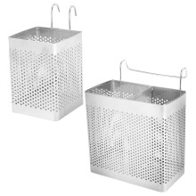2Pz Portaposate Organizer in Acciaio Stile Sospeso Per Cucina Argento