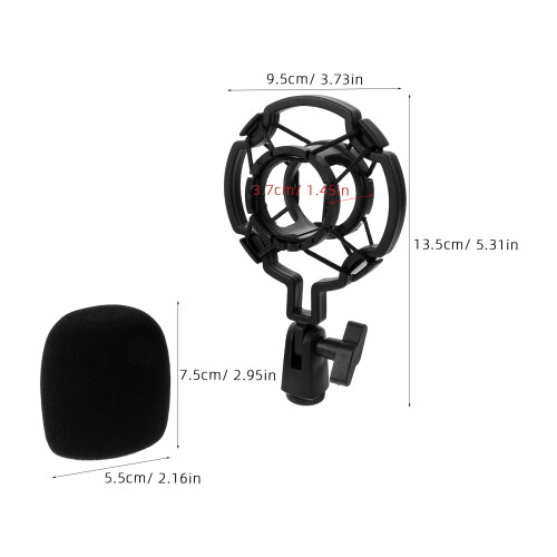 Black Microphone Shock Mount Adjustable Shock Absorbing Mic Holder 1
