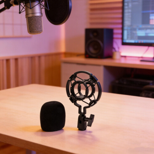 Black Microphone Shock Mount Adjustable Shock Absorbing Mic Holder 2