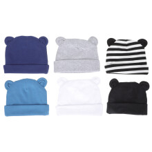 6Pcs Baby Boy Girl Newborn Hats Cotton Turban Caps with Cute Bear Ears