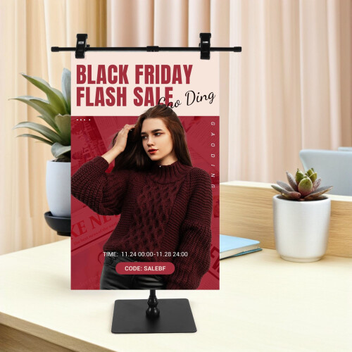 2Pcs Black Adjustable T Banner Holder Stand for Tabletop Advertising 2