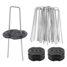 20Pcs 6 Inch 11 Gauge Galvanized Landscape Staples UShaped Garden Stakes with Gaskets for Securing Weed Barrier Fabric