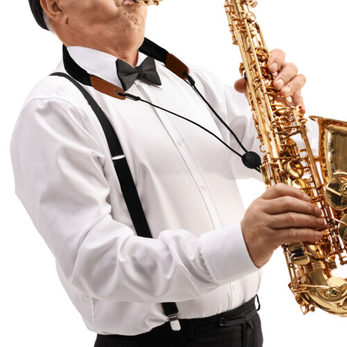 1Pièces Bande Saxophone Noir Cuir Coton Confortable Fixation Facile 2