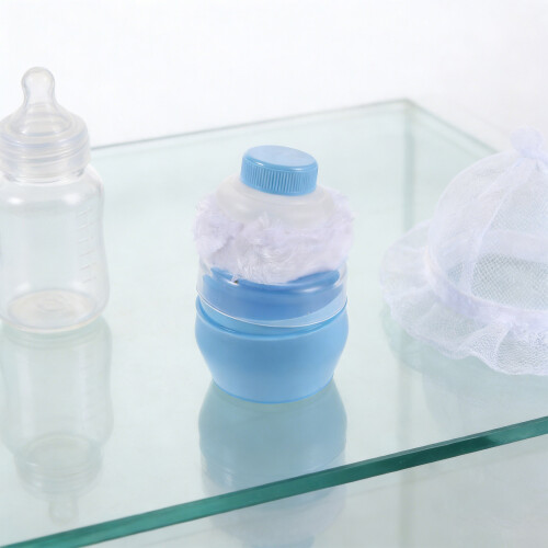 2Pcs Compact Sky-Blue Puff and Container for Travel Use 2
