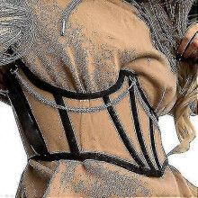 (L, Apricot) Transparent Chest Corset With Transparent Mesh Support For Women - DD