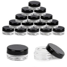 60-pack Small Plastic Jars with Black Lids, Labels Included, 3 Ml Each - RiRi