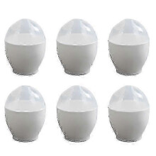 6pcs Microwave Steamed Egg Cup Mini Egg Cooker Portable Egg Poacher for Home Kitchen (white)