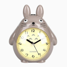 (Grey) Alarm Clocks For Bedrooms, Cartoon Alarm Clock Totoro Alarm Clock Night Light, Student Children's Home Decoration Desktop Clock(Grey)