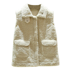 1Stk Frauen Polyester Weste Beige Ärmellos Warm Winter Outdoor Vest