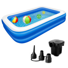 Inflatable Swimming Pool 122'x73'x20' Large Family Pool with Quick Inflation Pump for Backyard Summer Fun