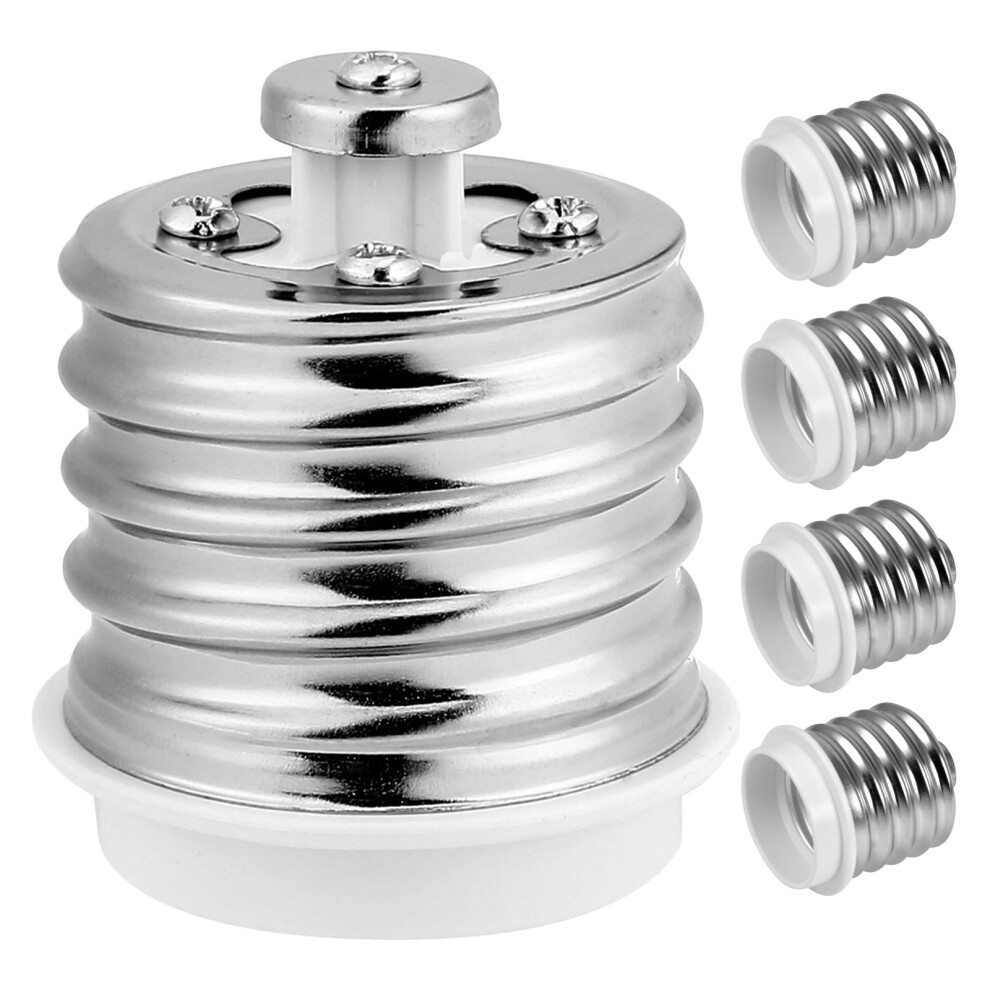 5Pcs E40 To E27 Lamp Base Adapter Flexible Bulb Converter Silver/Light 3734263683867