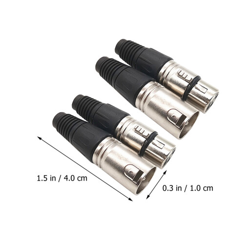 4Pièces Prises Xlr Audio En Abs+zinc 3 Pour Câble Micro 1