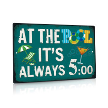 Pool Rules Signs, Indoor/Outdoor Pool Decor, 12x8 Inch Aluminum Metal Signs - Always Keep 5:00 in Pool
