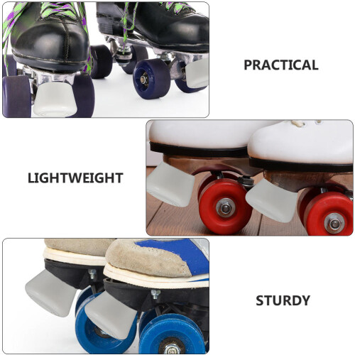 1Set Weißer Roller Skates Bremsmatte PU Und Strapazierfähig 2