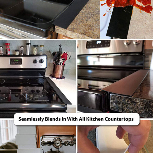2Pièces Cache Fente Silicone Noir Anti-Traces Pour Plan De Cuisson 2