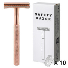 Safety Razor for Women & Men Reusable Razor with 10 Double Edge Razor Blades One Blade Razors for Women for Body & Face