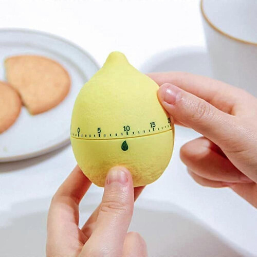Kitchen Timer Cute Fruit Cookie Kitchen Timer | Novelty Manual Cooking Timer | Fun Shaped Mechanical Timer for Kitchen Alarm Home Desktop Decor (Lemon 2