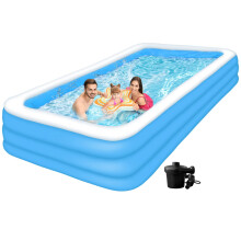 Extra Large Inflatable Swimming Pool with Fast Inflation Pump, Family Above Ground Pool for Adults
