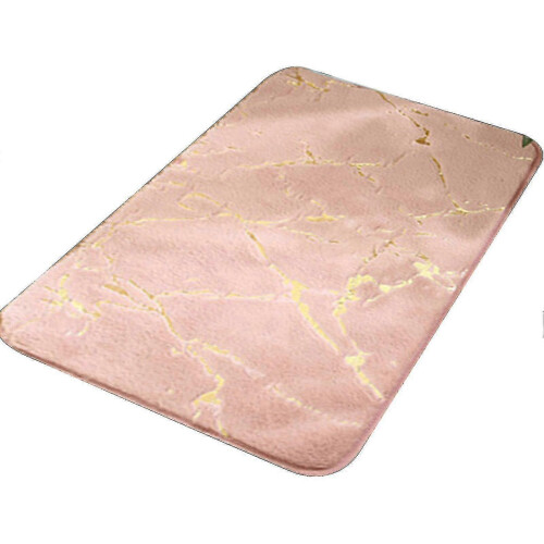 (Pink) Bath Mat Non-slip Quick Dry Polyester Granite Surface Shower Rug For Home - PJ