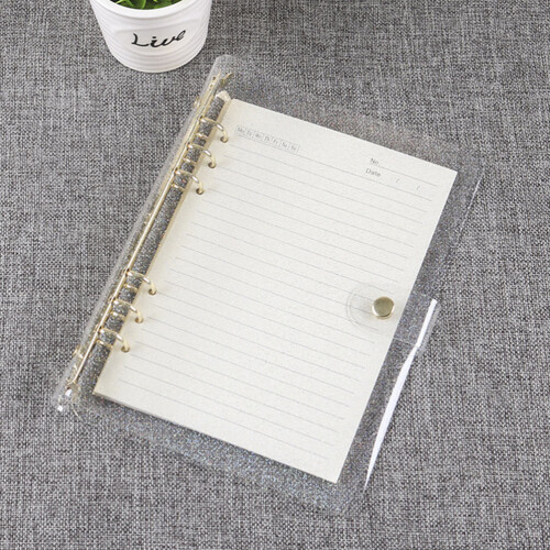 A6 PVC Glitter Ringmap Transparante Metalen Office Binder 2
