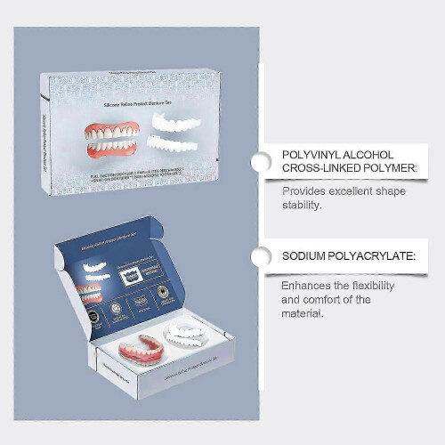 Premium Custom Silicone Denture Set, Soft Silicone Full Upper and Lower Dentures, Comfortable and Durable Dentures 1 Set 1