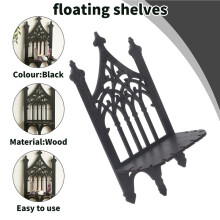 Black Wooden Gothic Fence Type Wall-Hung Shelf Simple Home Furnishing Bedroom Decoration Shelf