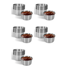30 Stück 2 Unzen Edelstahl-Dip-Saucenbecher, -Dip-Schalen, Wiederverwendbare Gewürzbecher Aus Metall, Auflaufbehälter (Silber)