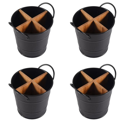 4X Kitchen Cutlery Organizer Knife Stand Storage Holder Separate Spoon Fork Chopstick Kitchenware Bucket Black