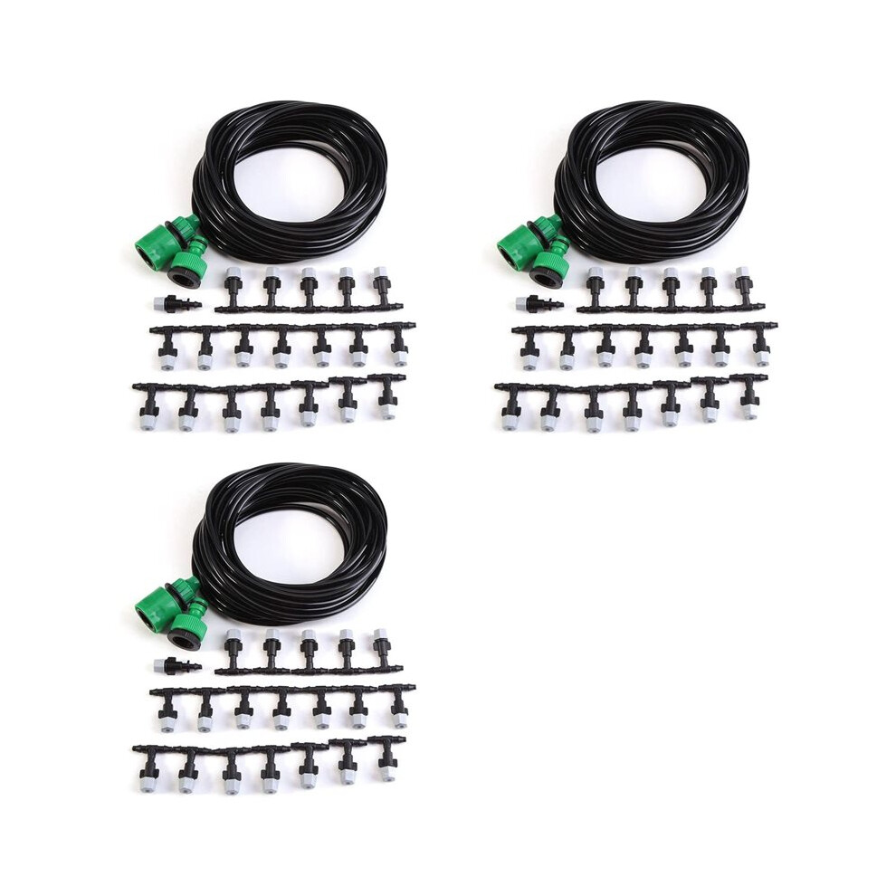 3X Diy Garden Patio Misting Flow Drip Irrigation Misting Cooling System With Mist Nozzle Sprinkler For Plant Flower 6032467553069