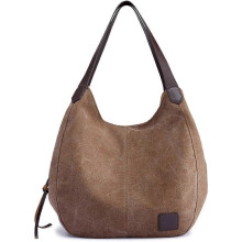 (C) SCSYV Fashion Women's Multi-pocket Cotton Canvas Handbags Shoulder Bags Totes Purses