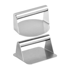 2pcs Stainless Steel Burger Press for Grilling, NonStick Burger Smasher Patty Maker Round and Square Shapes