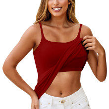 Women's camisole, built-in bra, top, women's-Claret XXXL