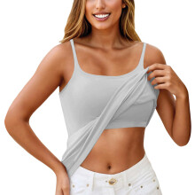 Women's camisole, built-in bra, top, women's-Gray XXL