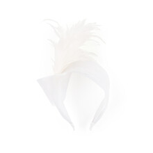 Mesh Hair Accessory with Feather Particulars Luxurious-White